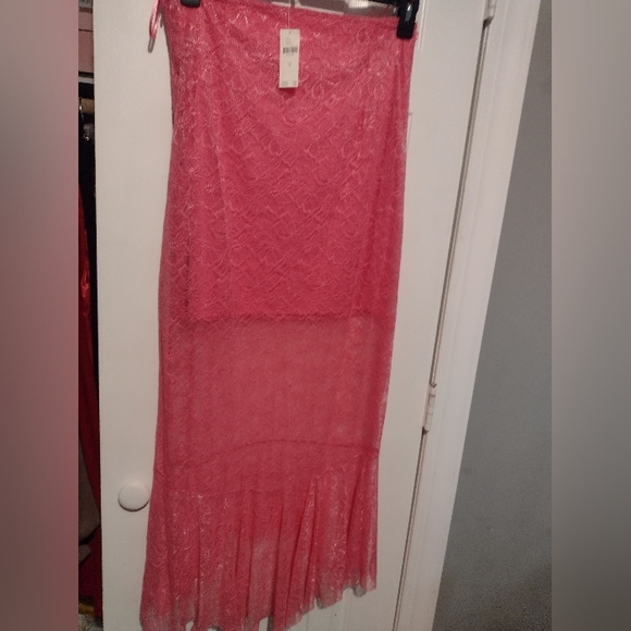 Anthropologie Pink Sheer Lace Mermaid Skirt NWT - Picture 2 of 6